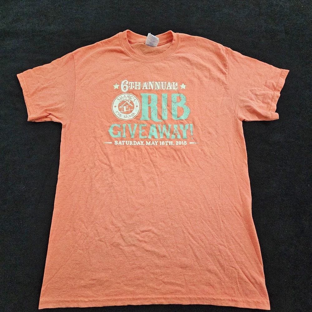 Shane's Rib Shack Rib Giveaway 2015‎ Orange Short Sleeve T-Shirt Men's M